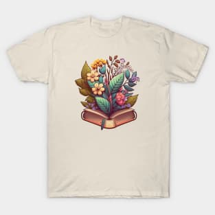 Flowers Growing From Book Aesthetic T-Shirt